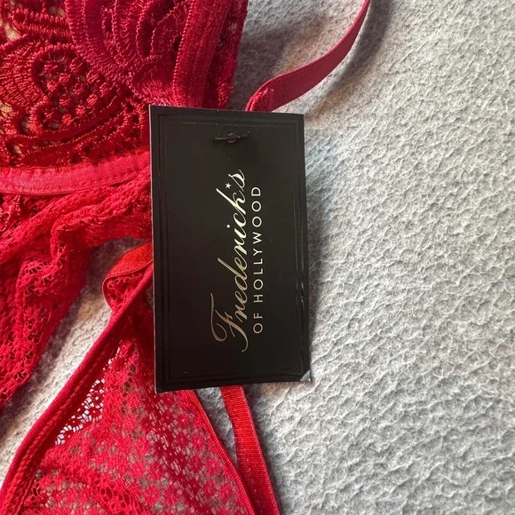 Frederick's of Hollywood Bustier Womens L Red Alexa Zoe Lace Garter X118-2022 - Picture 6 of 10